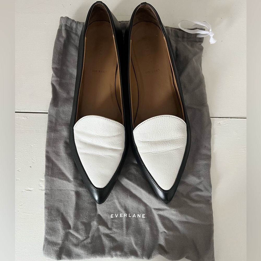 Everlane Two-Tone Black and White Flats